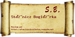 Stánicz Boglárka névjegykártya